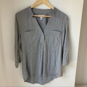 2/15$ Calvin Klein Roll-Tab Sleeve V-Neck Top